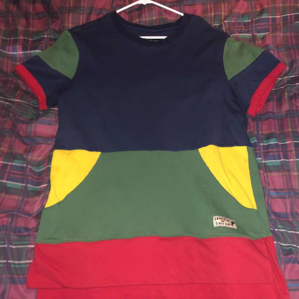 Limited design loose fit Entree LS brand t shirt with front hoodie pocket